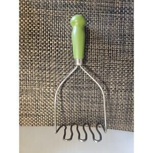 Vintage Green wood handle potato masher